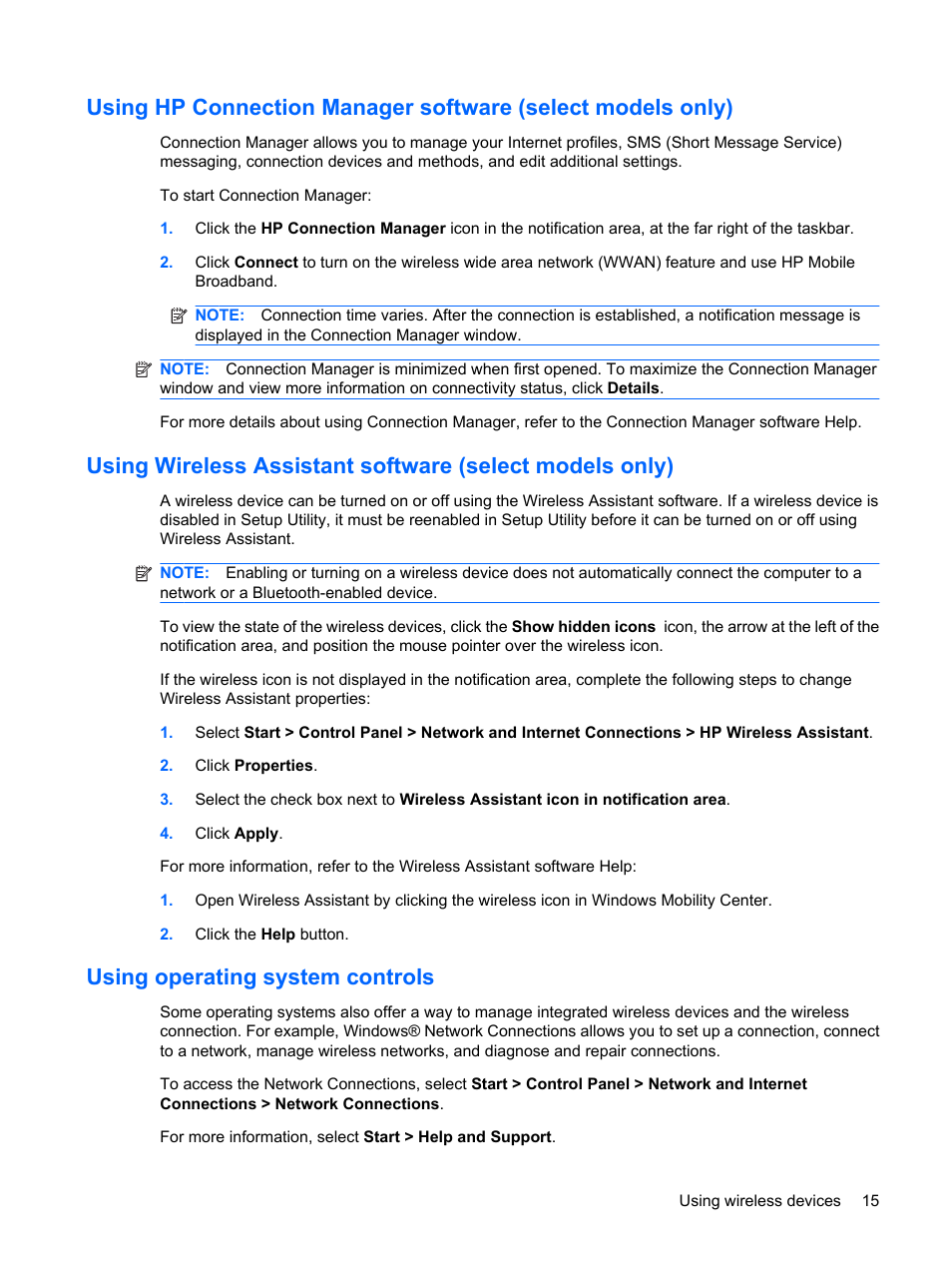 Using operating system controls | HP Compaq Mini 311c-1140EI PC User Manual | Page 23 / 89