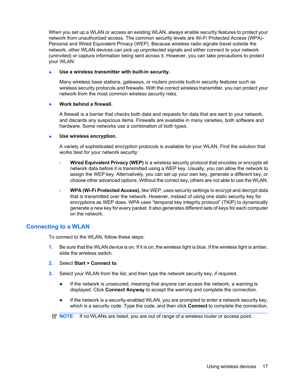 Connecting to a wlan | HP Compaq Mini 311c-1140EI PC User Manual | Page 25 / 89