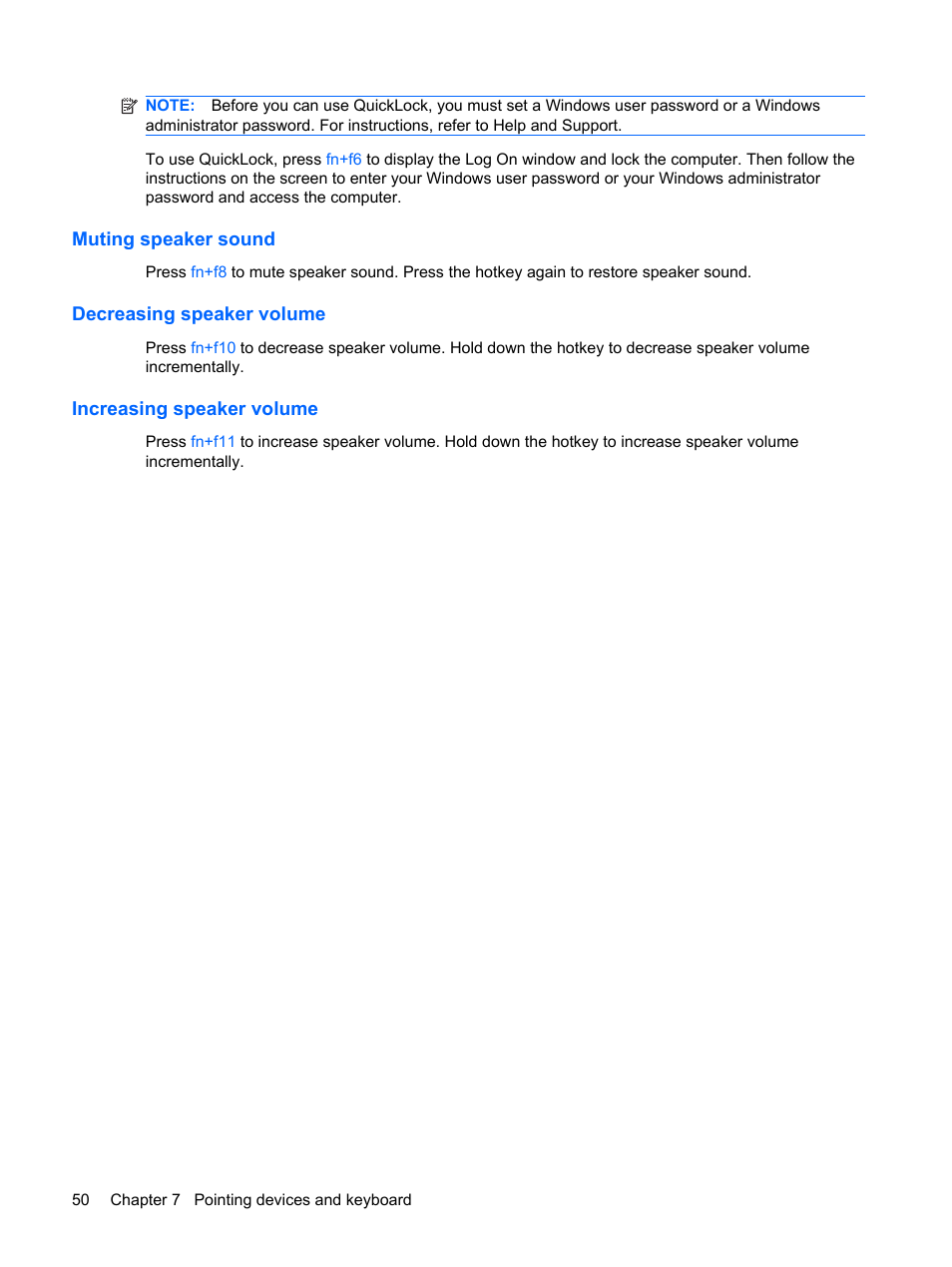 Muting speaker sound, Decreasing speaker volume, Increasing speaker volume | HP Compaq Mini 311c-1140EI PC User Manual | Page 58 / 89