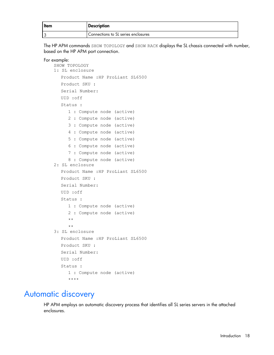 Automatic discovery | HP ProLiant SL2500 Scalable System User Manual | Page 18 / 117