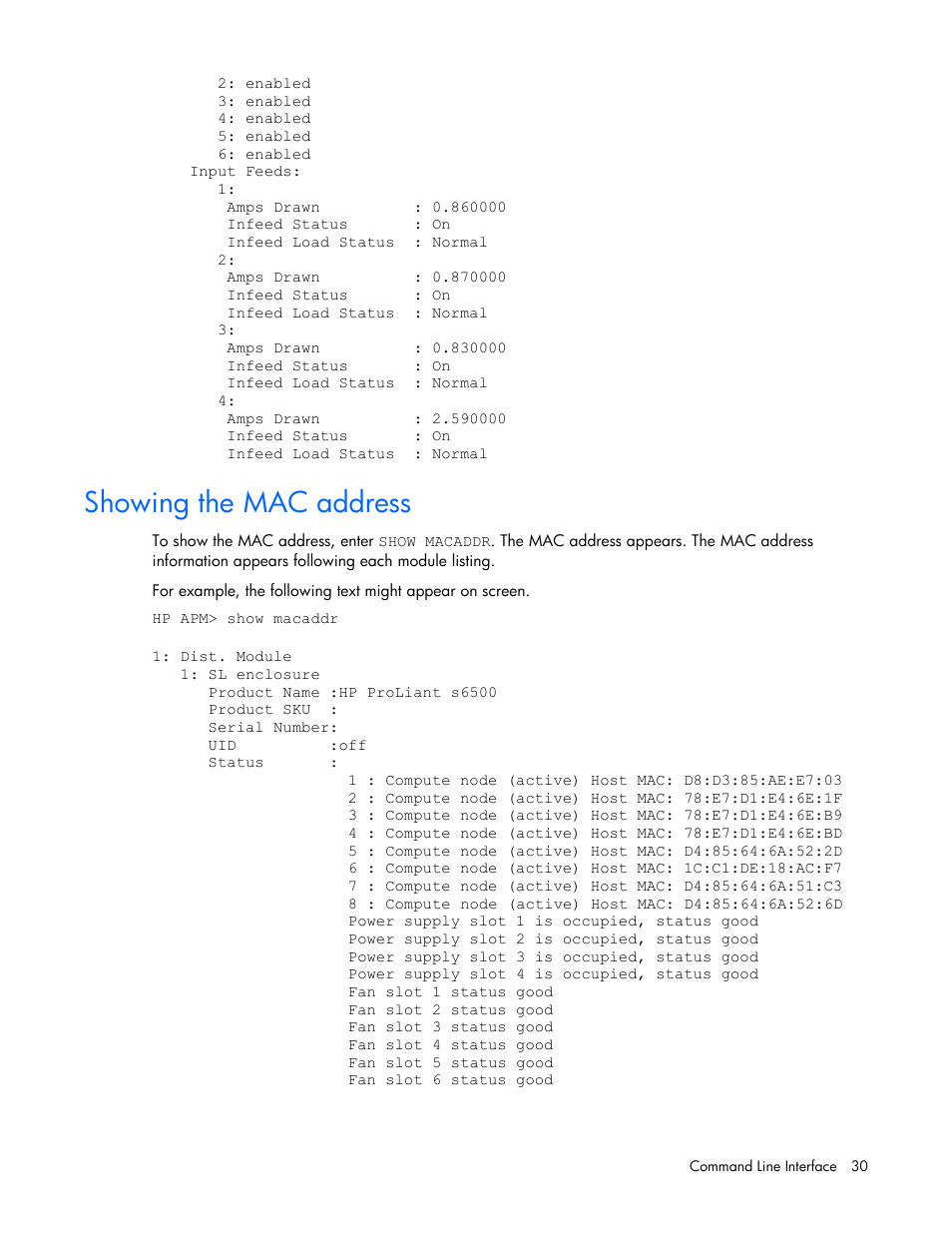 Showing the mac address | HP ProLiant SL2500 Scalable System User Manual | Page 30 / 117