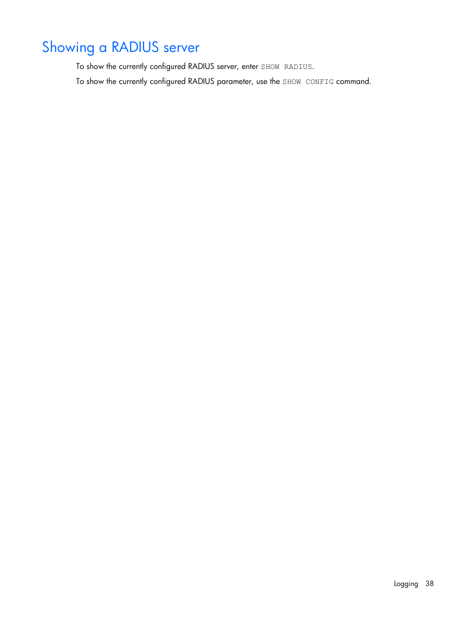 Showing a radius server | HP ProLiant SL2500 Scalable System User Manual | Page 38 / 117