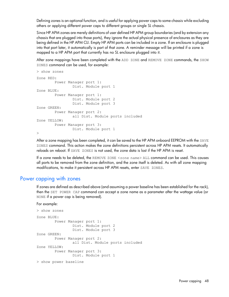 Power capping with zones | HP ProLiant SL2500 Scalable System User Manual | Page 48 / 117