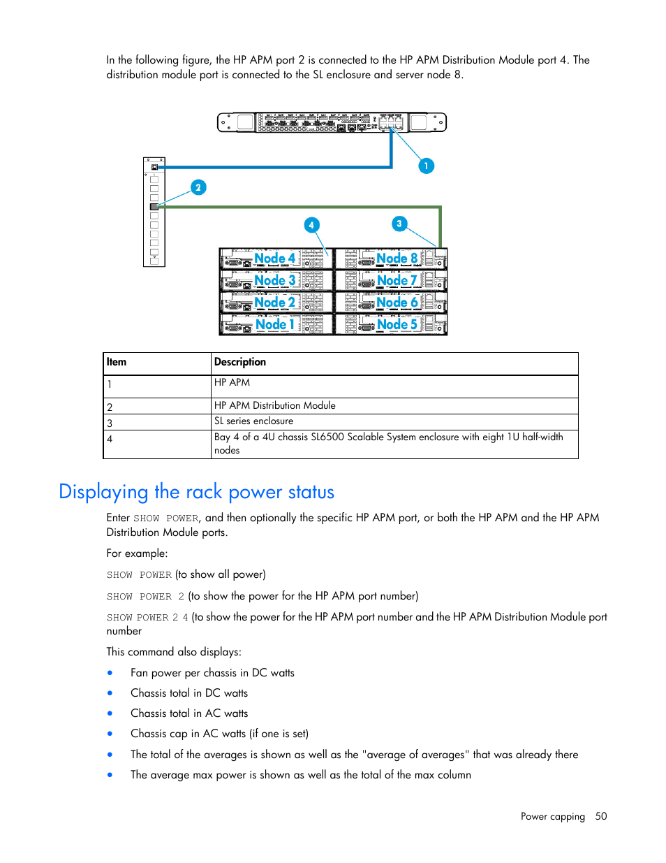 Displaying the rack power status | HP ProLiant SL2500 Scalable System User Manual | Page 50 / 117