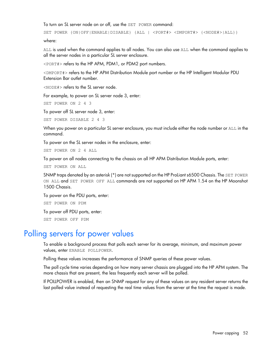 Polling servers for power values | HP ProLiant SL2500 Scalable System User Manual | Page 52 / 117