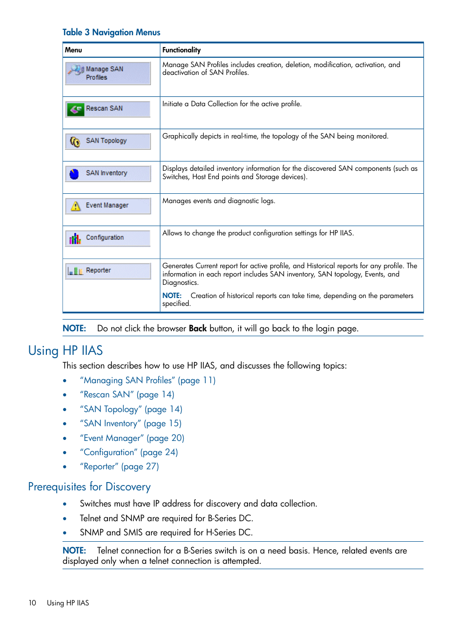 Using hp iias, Prerequisites for discovery | HP Intelligent Infrastructure Analyzer Software Licenses User Manual | Page 10 / 36
