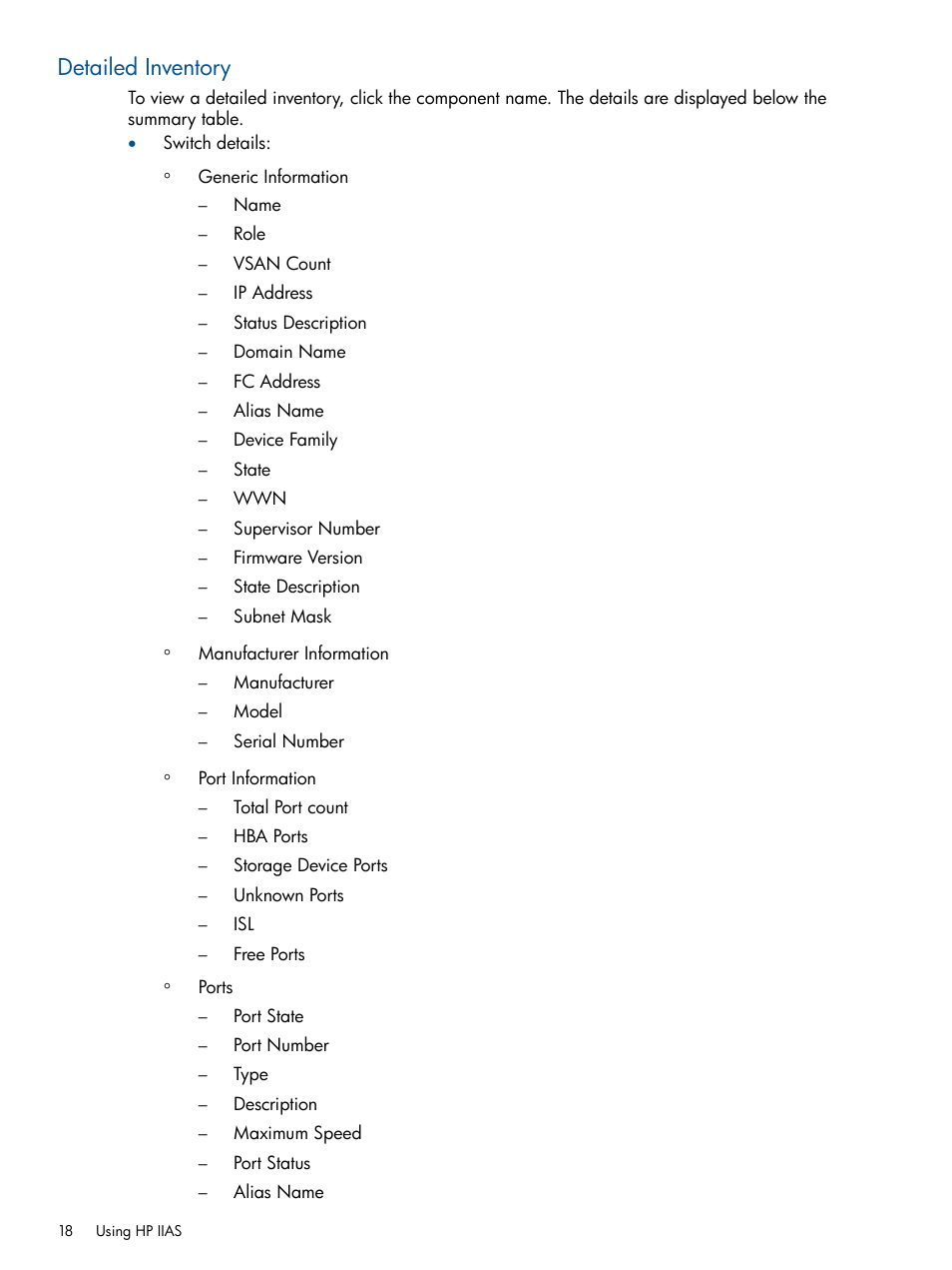 Detailed inventory | HP Intelligent Infrastructure Analyzer Software Licenses User Manual | Page 18 / 36