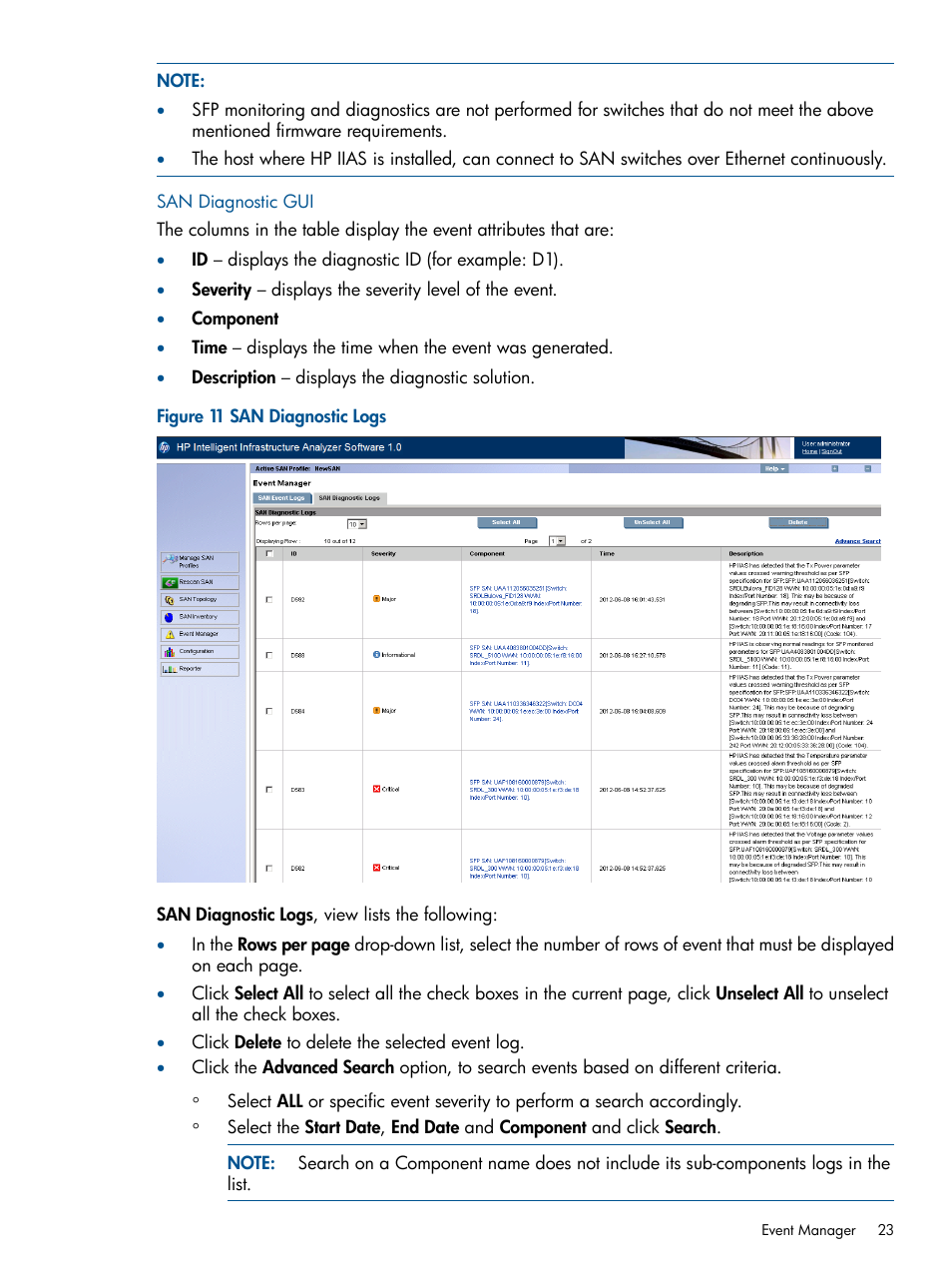 San diagnostic gui | HP Intelligent Infrastructure Analyzer Software Licenses User Manual | Page 23 / 36