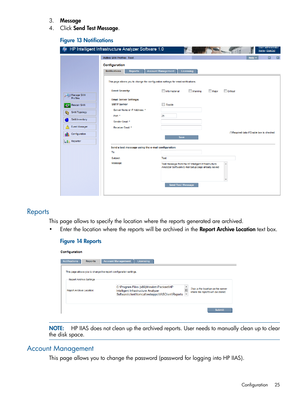 Reports, Account management, Reports account management | HP Intelligent Infrastructure Analyzer Software Licenses User Manual | Page 25 / 36