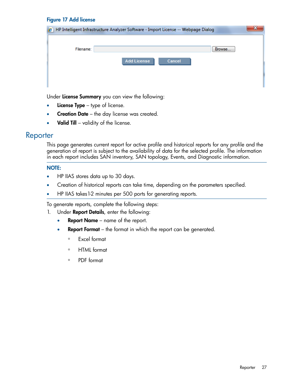 Reporter | HP Intelligent Infrastructure Analyzer Software Licenses User Manual | Page 27 / 36