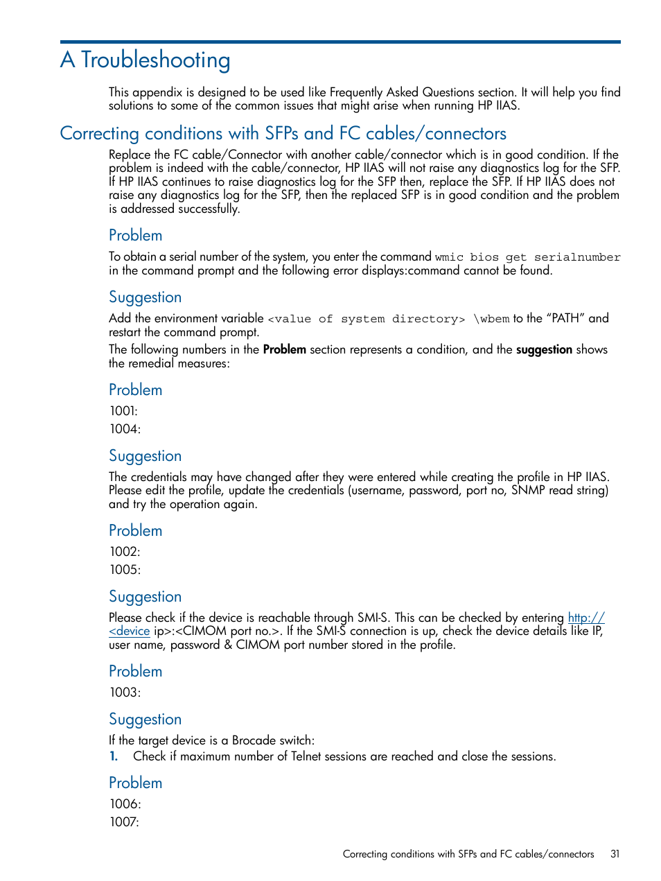A troubleshooting | HP Intelligent Infrastructure Analyzer Software Licenses User Manual | Page 31 / 36