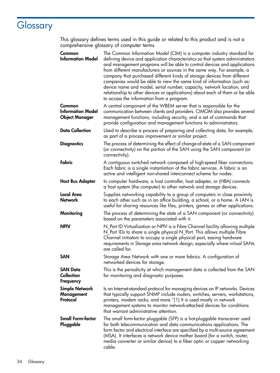 Glossary | HP Intelligent Infrastructure Analyzer Software Licenses User Manual | Page 34 / 36