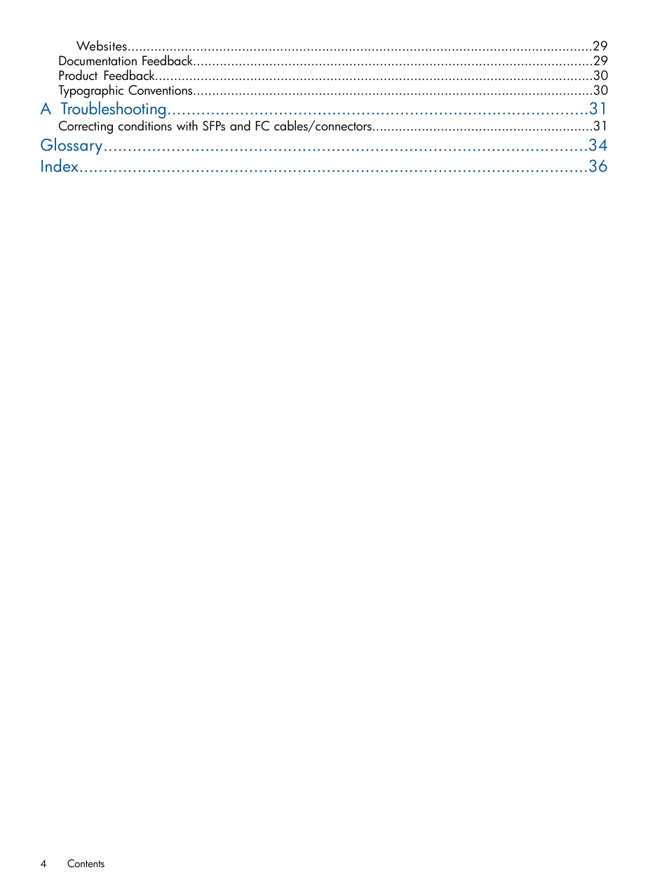 A troubleshooting, Glossary index | HP Intelligent Infrastructure Analyzer Software Licenses User Manual | Page 4 / 36