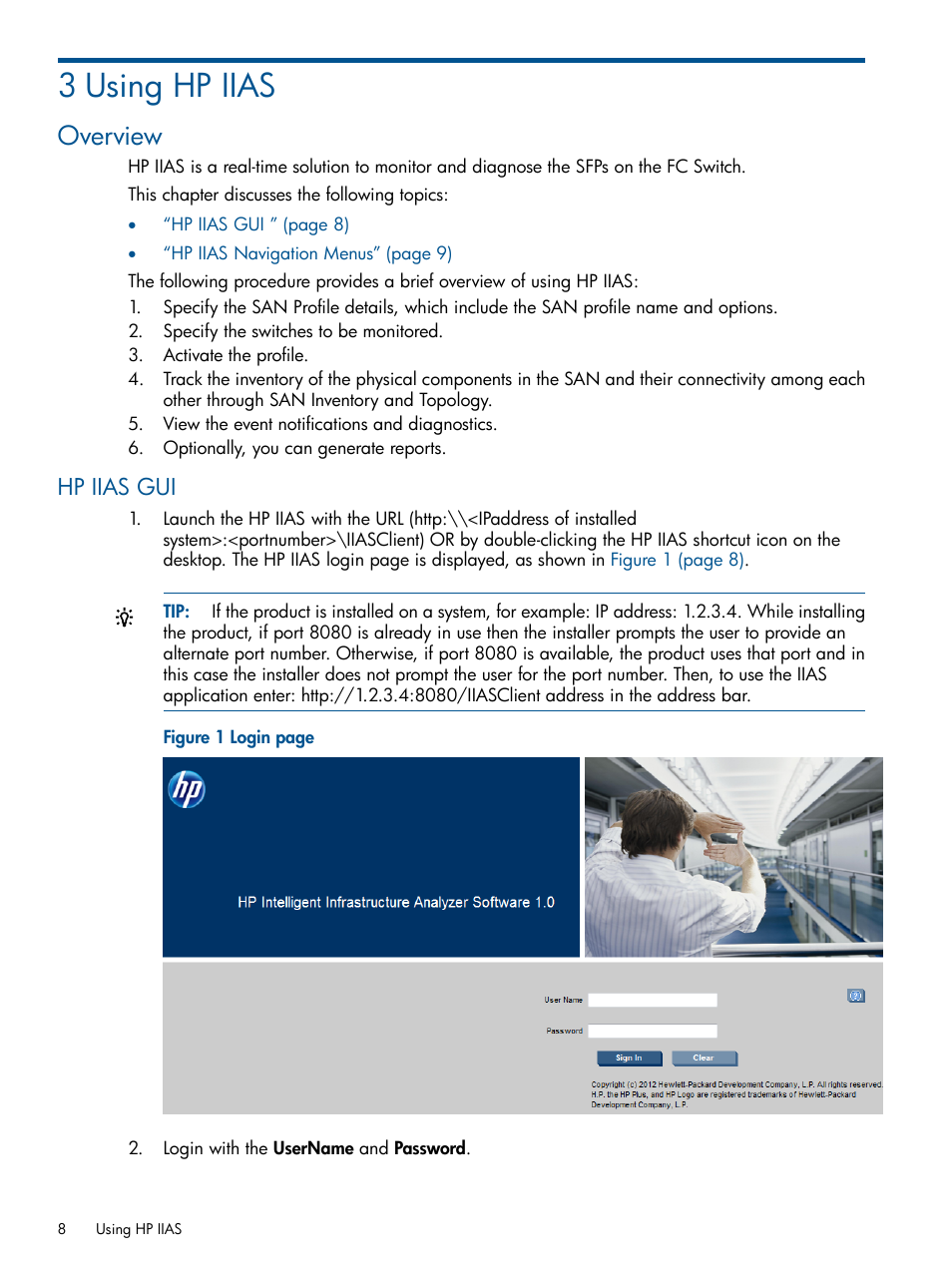 3 using hp iias, Overview, Hp iias gui | HP Intelligent Infrastructure Analyzer Software Licenses User Manual | Page 8 / 36