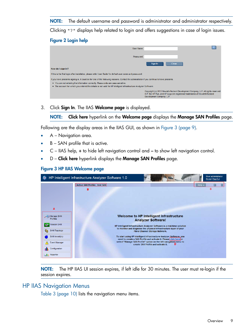 Hp iias navigation menus | HP Intelligent Infrastructure Analyzer Software Licenses User Manual | Page 9 / 36