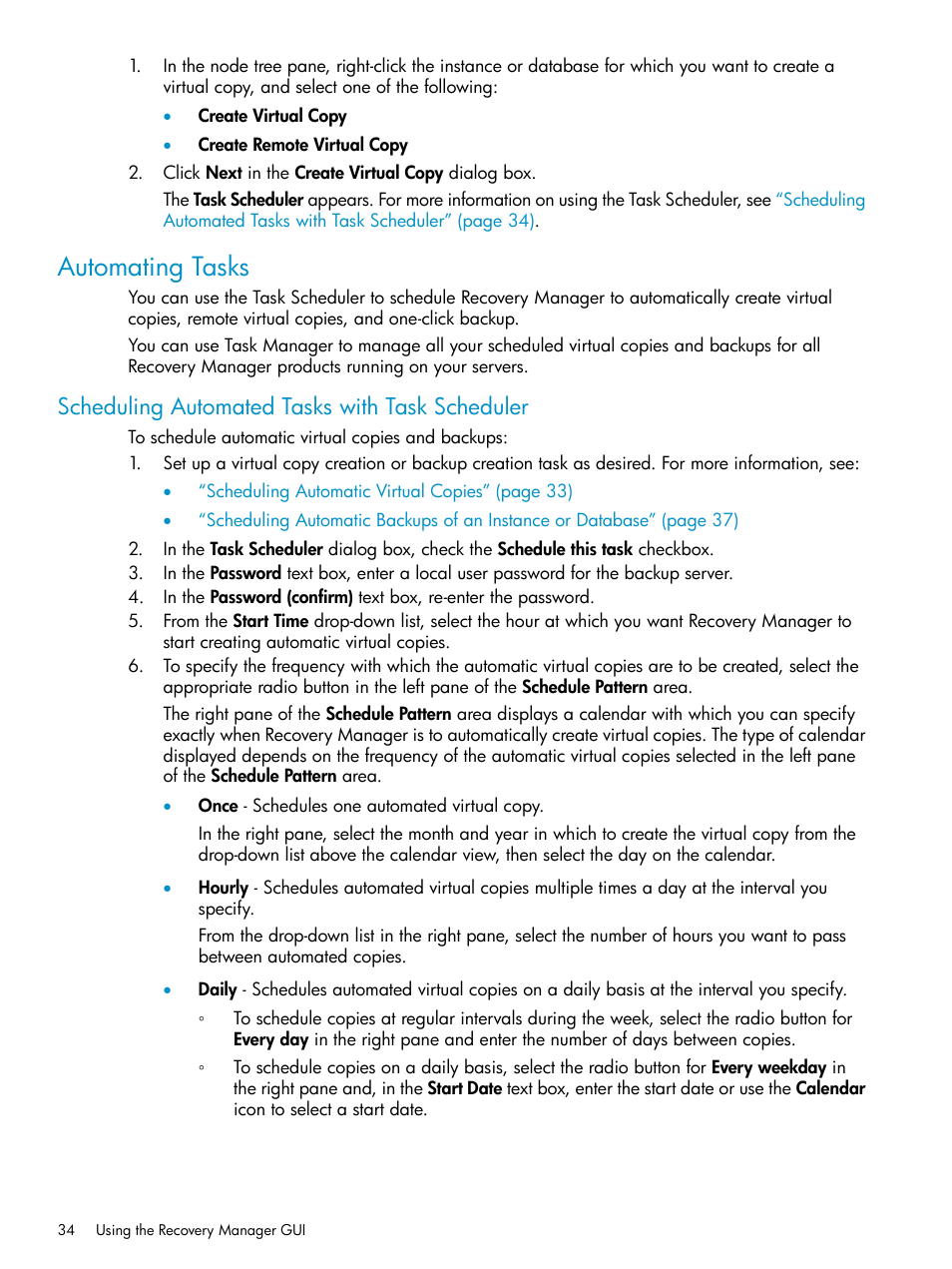 Automating tasks, Scheduling automated tasks with task scheduler | HP 3PAR Application Software Suite for Microsoft SQL Licenses User Manual | Page 34 / 84