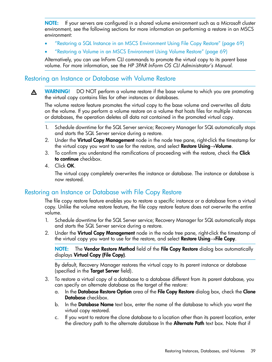 HP 3PAR Application Software Suite for Microsoft SQL Licenses User Manual | Page 39 / 84