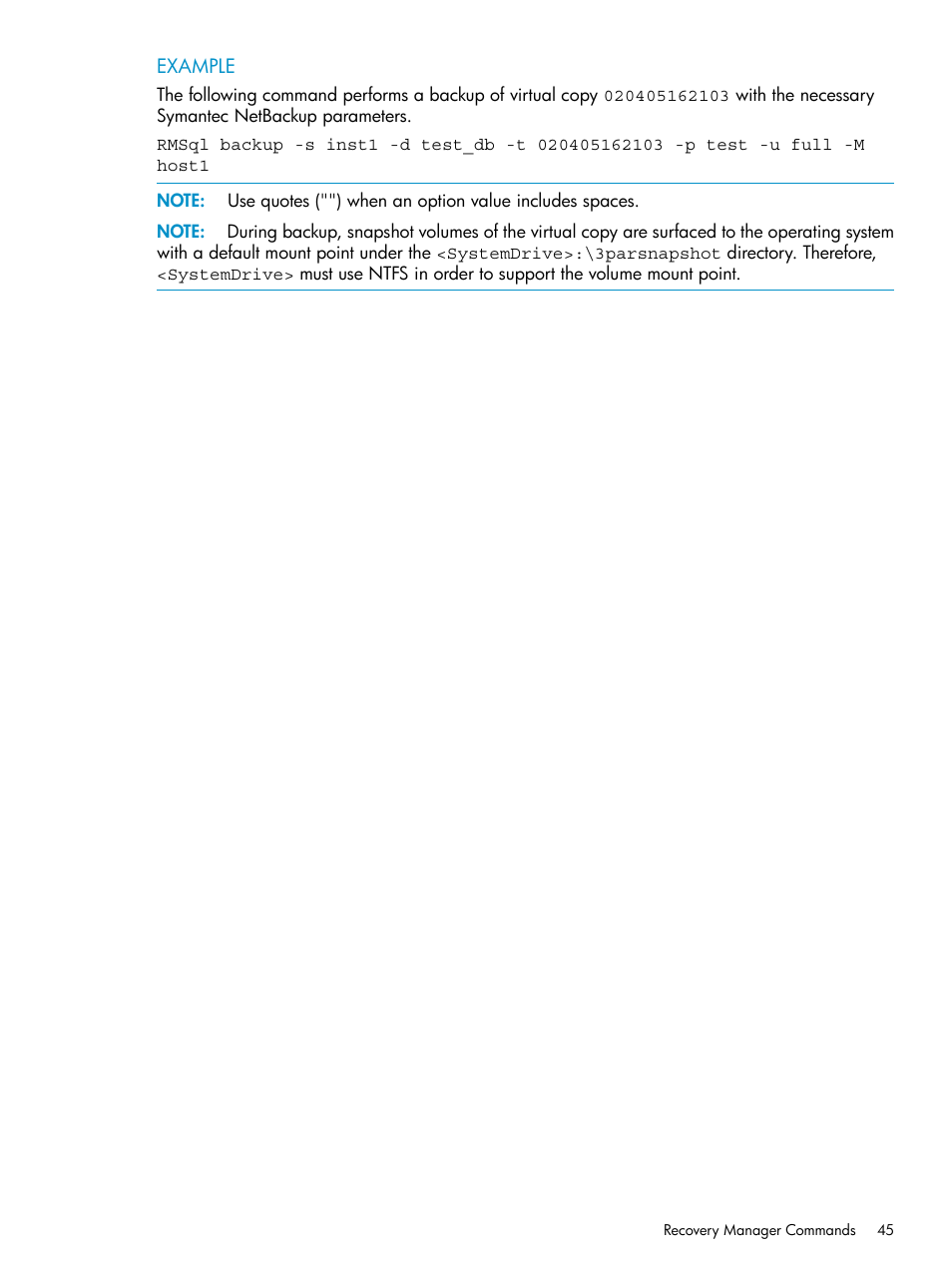 HP 3PAR Application Software Suite for Microsoft SQL Licenses User Manual | Page 45 / 84