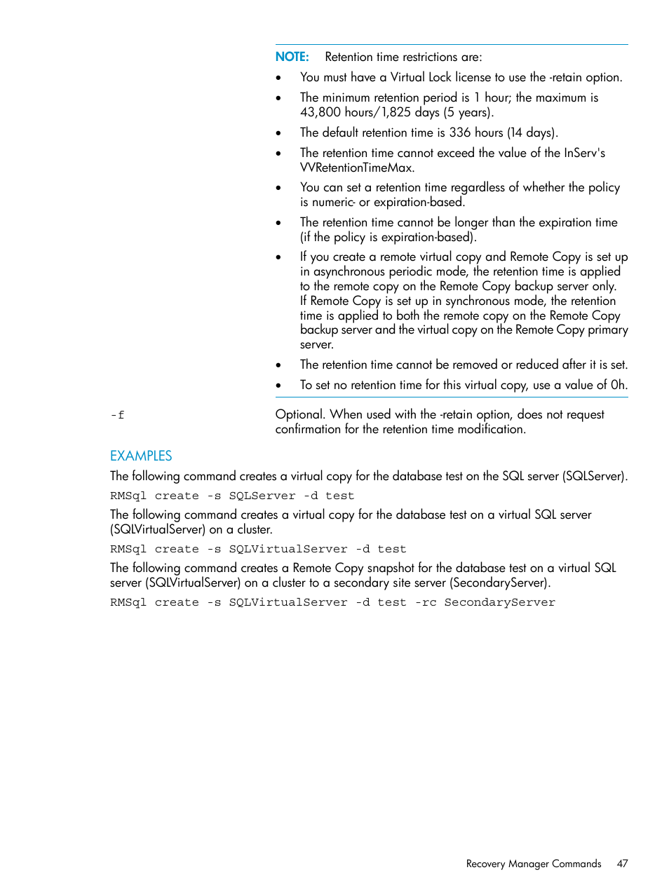 HP 3PAR Application Software Suite for Microsoft SQL Licenses User Manual | Page 47 / 84