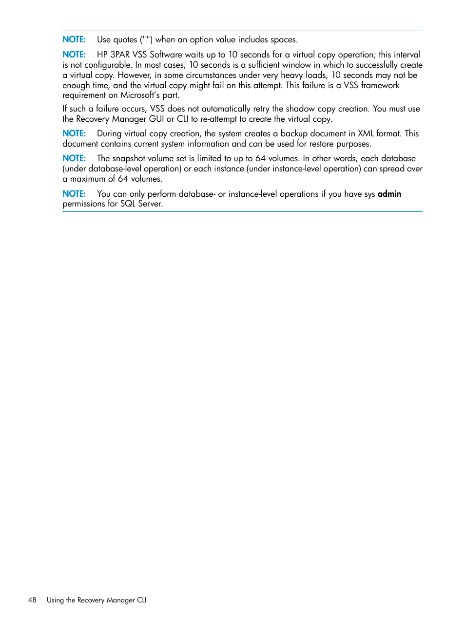 HP 3PAR Application Software Suite for Microsoft SQL Licenses User Manual | Page 48 / 84