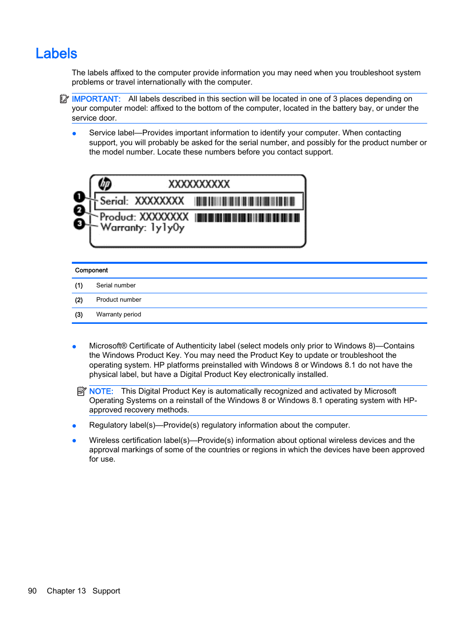 Labels | HP ProBook 440 G2 Notebook PC User Manual | Page 100 / 111