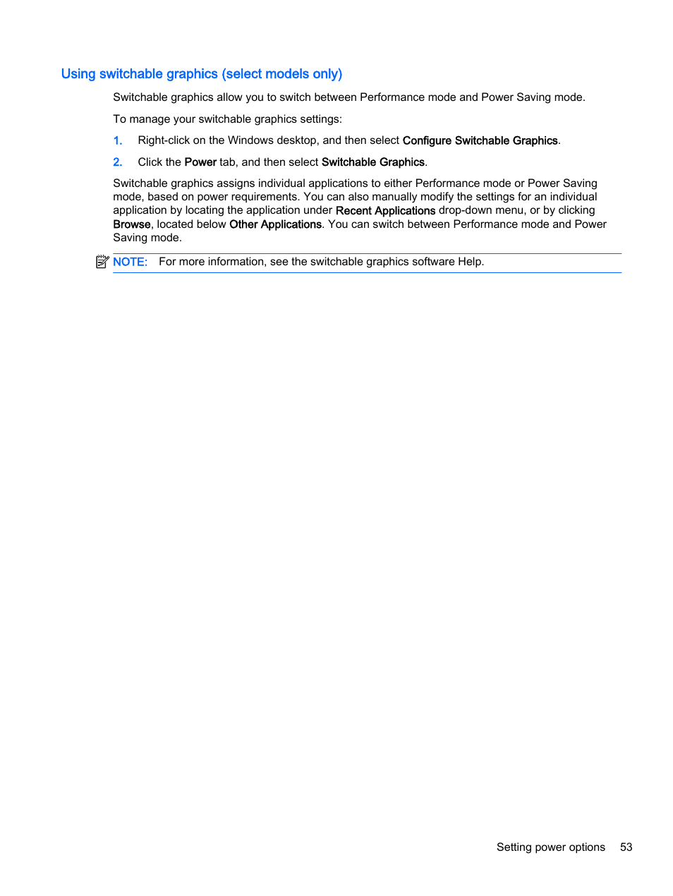 Using switchable graphics (select models only) | HP ProBook 440 G2 Notebook PC User Manual | Page 63 / 111