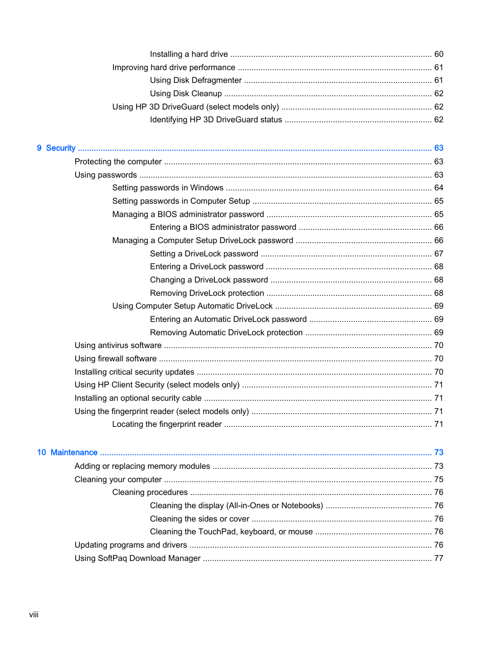 HP ProBook 440 G2 Notebook PC User Manual | Page 8 / 111