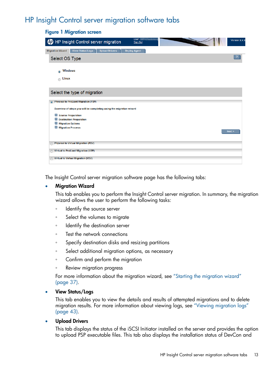 Hp insight control server migration software tabs | HP Virtual Connect Enterprise Manager Software User Manual | Page 13 / 79