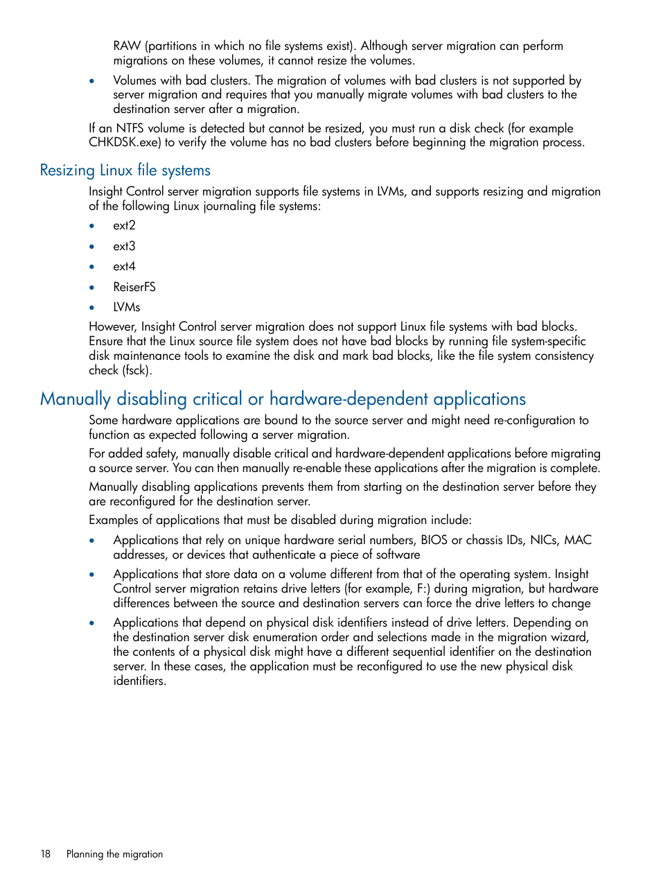 Resizing linux file systems | HP Virtual Connect Enterprise Manager Software User Manual | Page 18 / 79