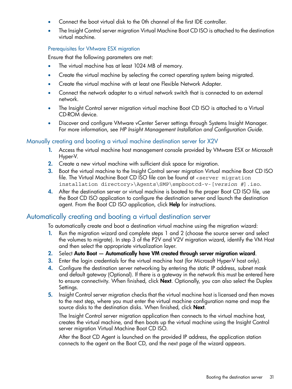 Prerequisites for vmware esx migration | HP Virtual Connect Enterprise Manager Software User Manual | Page 31 / 79