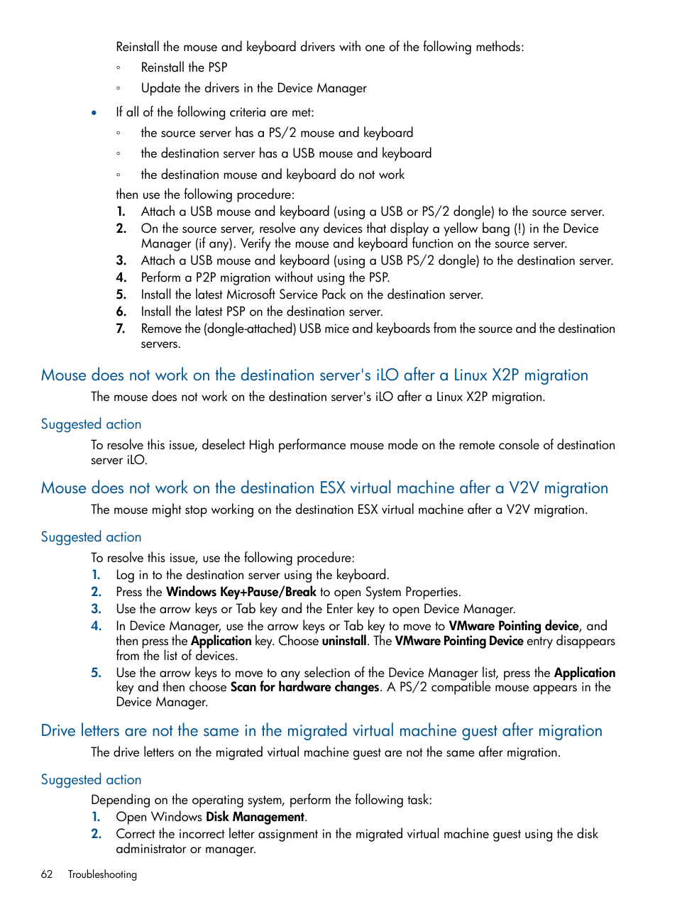 Suggested action | HP Virtual Connect Enterprise Manager Software User Manual | Page 62 / 79