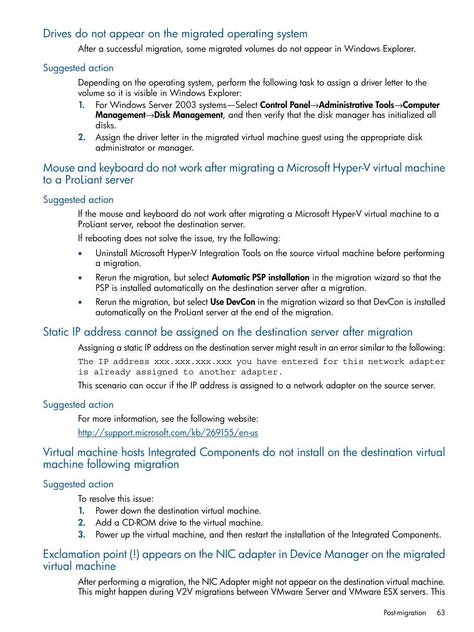 Suggested action | HP Virtual Connect Enterprise Manager Software User Manual | Page 63 / 79