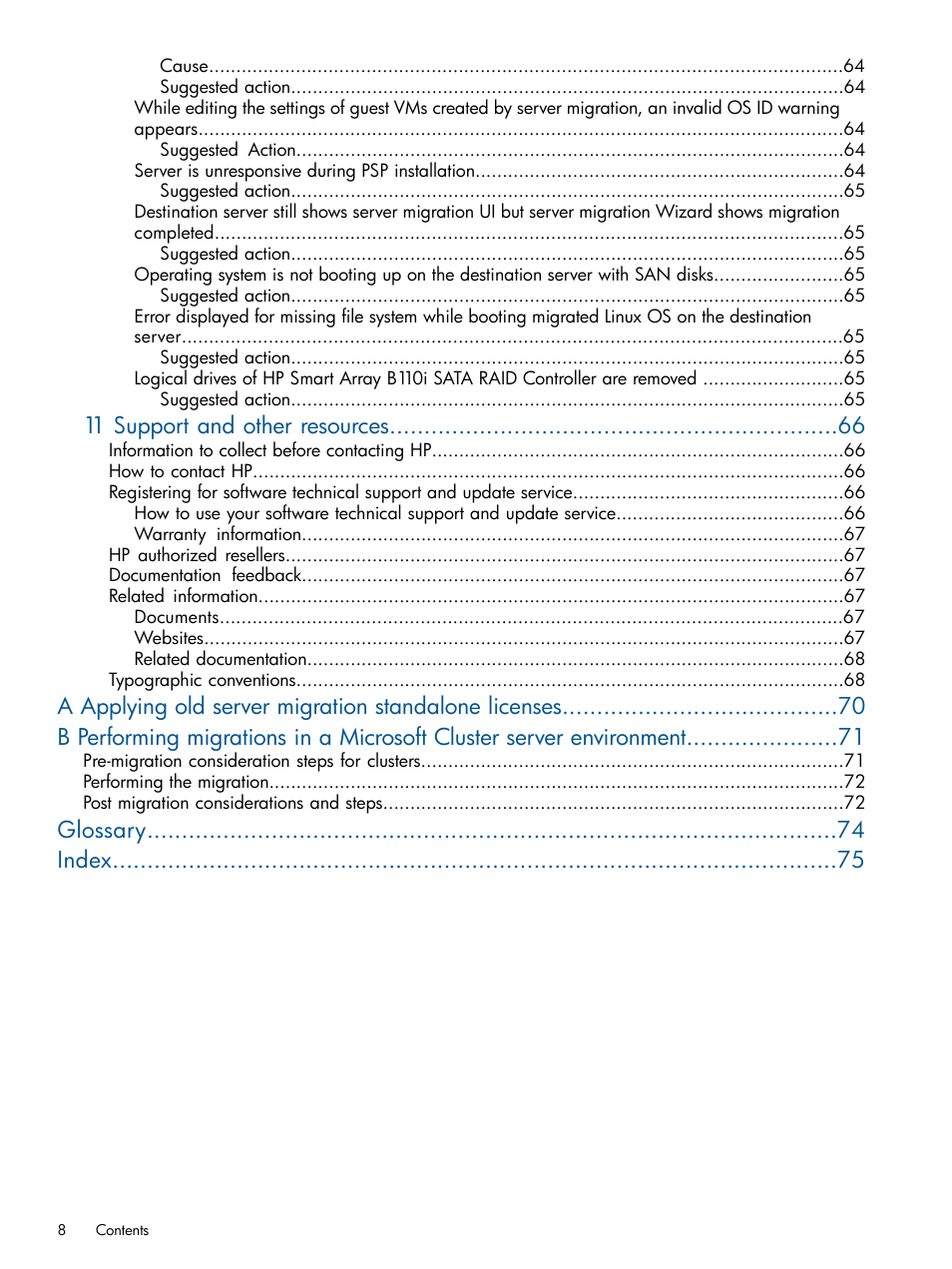 11 support and other resources, Glossary index | HP Virtual Connect Enterprise Manager Software User Manual | Page 8 / 79