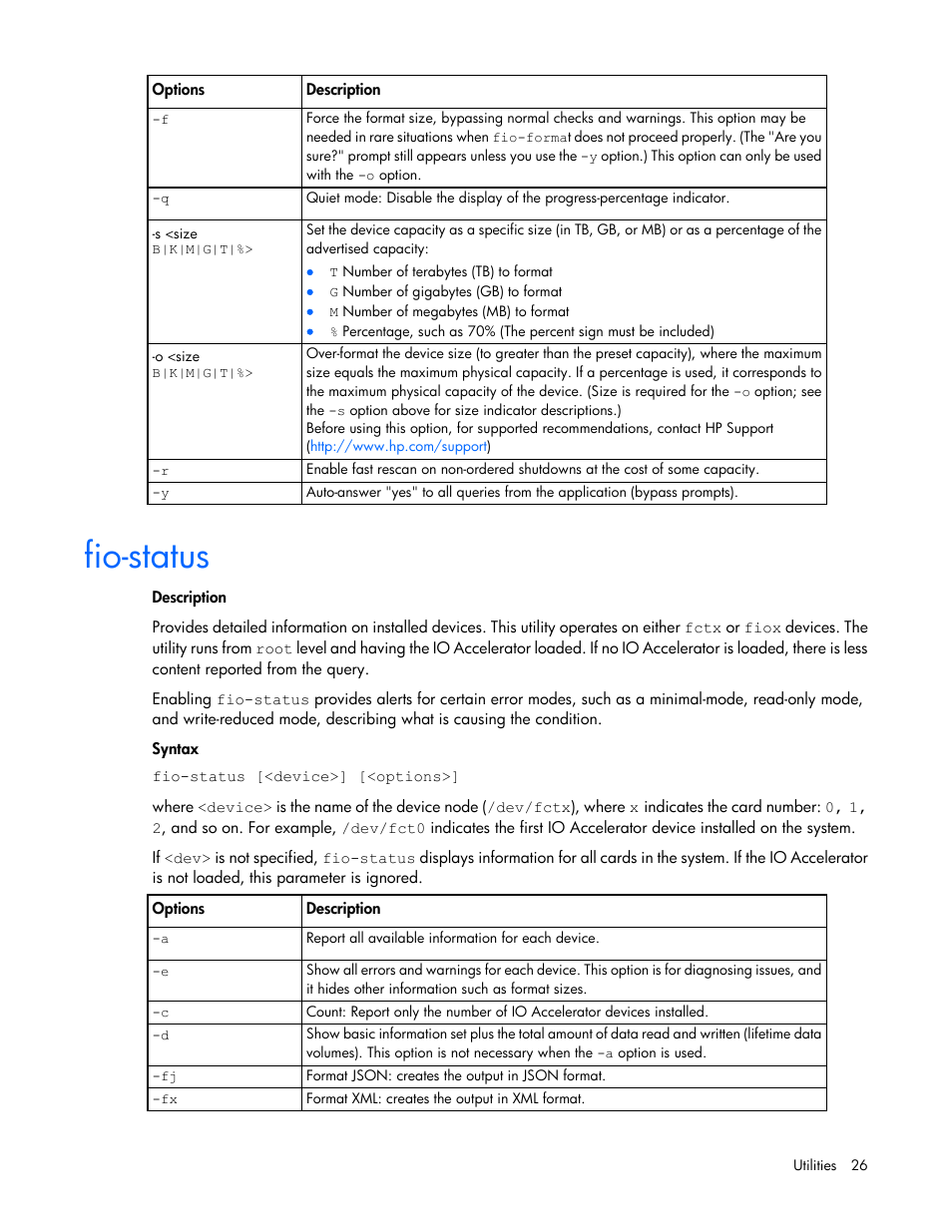 Fio-status | HP IO Accelerator for BladeSystem c-Class User Manual | Page 26 / 51