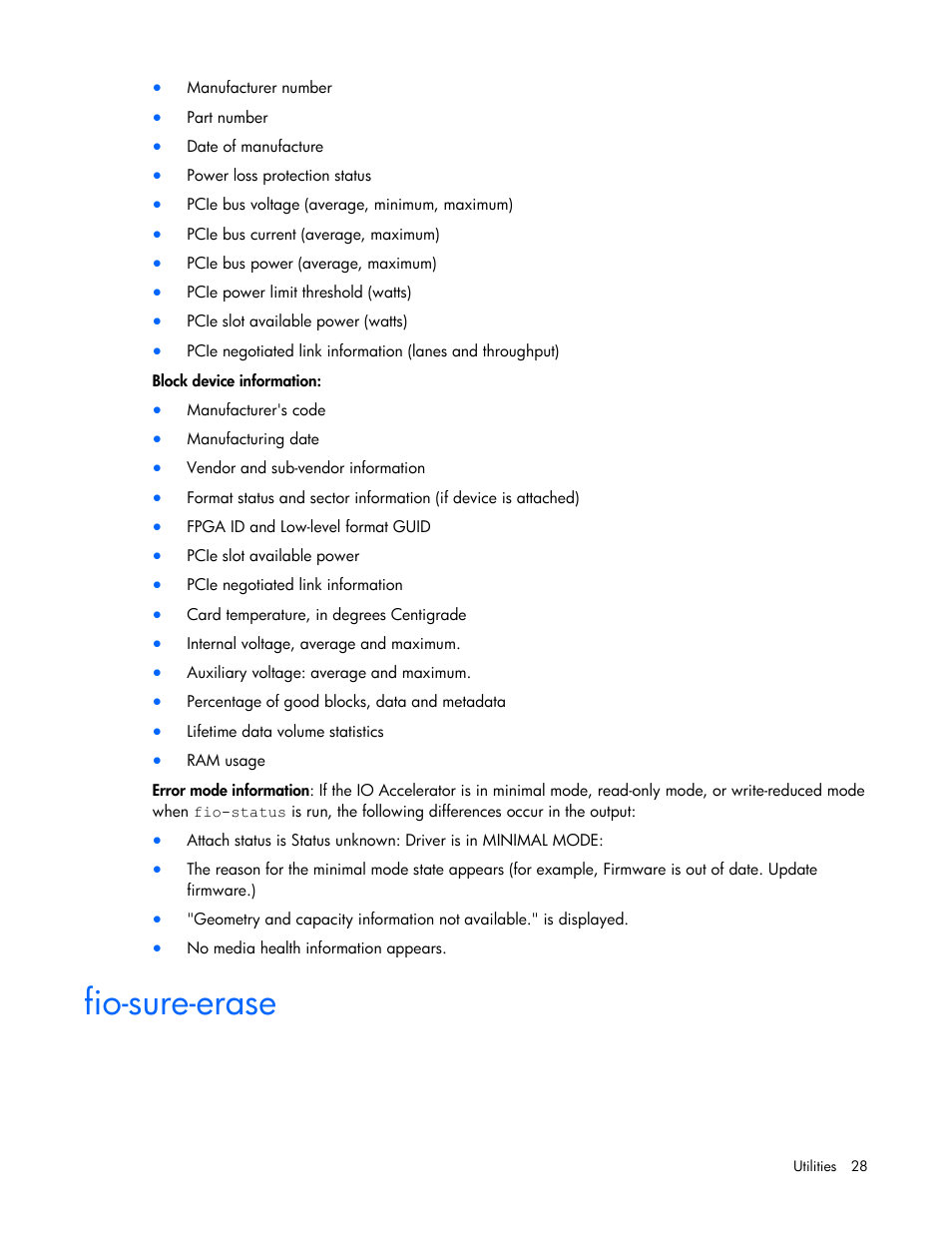 Fio-sure-erase | HP IO Accelerator for BladeSystem c-Class User Manual | Page 28 / 51