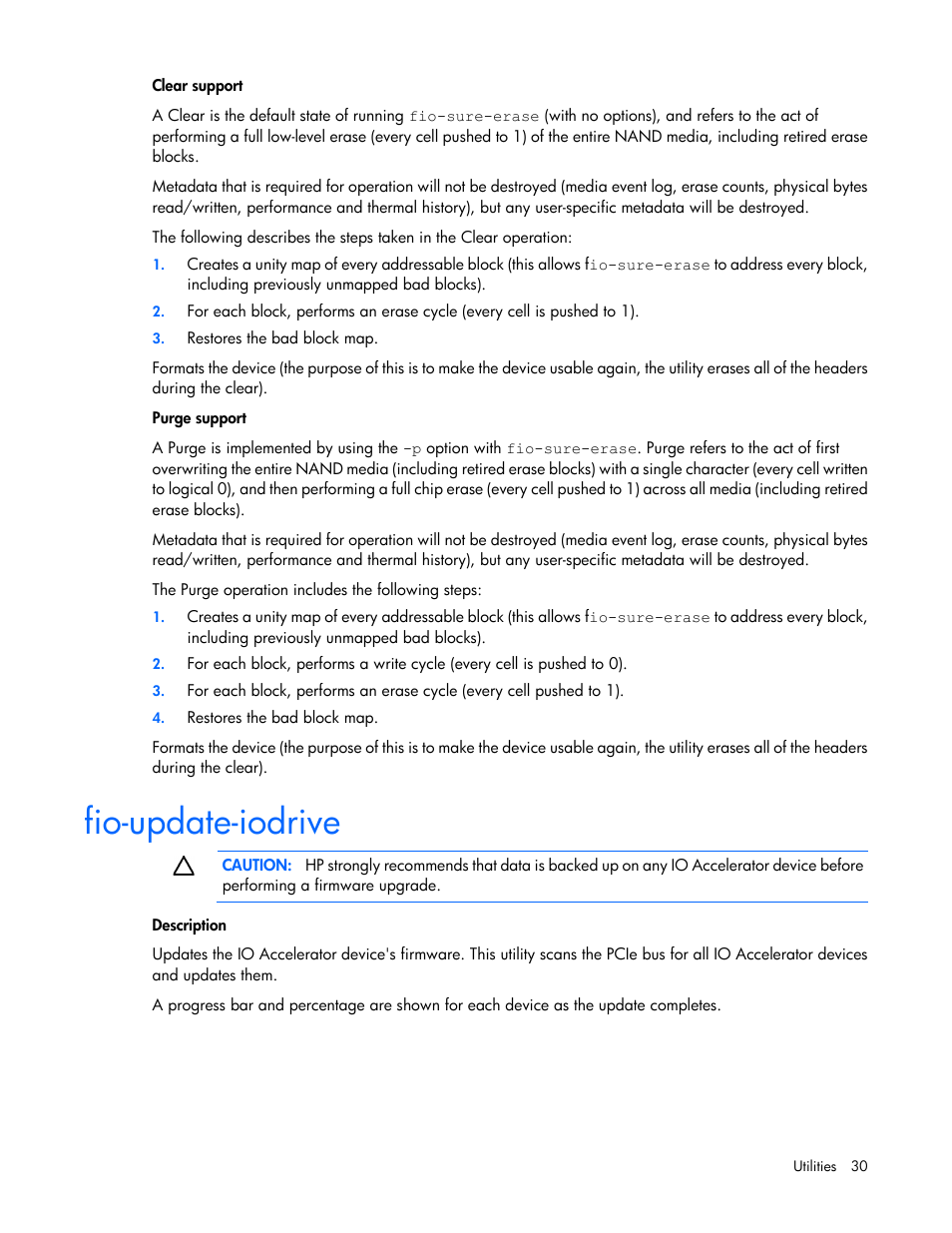 Fio-update-iodrive | HP IO Accelerator for BladeSystem c-Class User Manual | Page 30 / 51