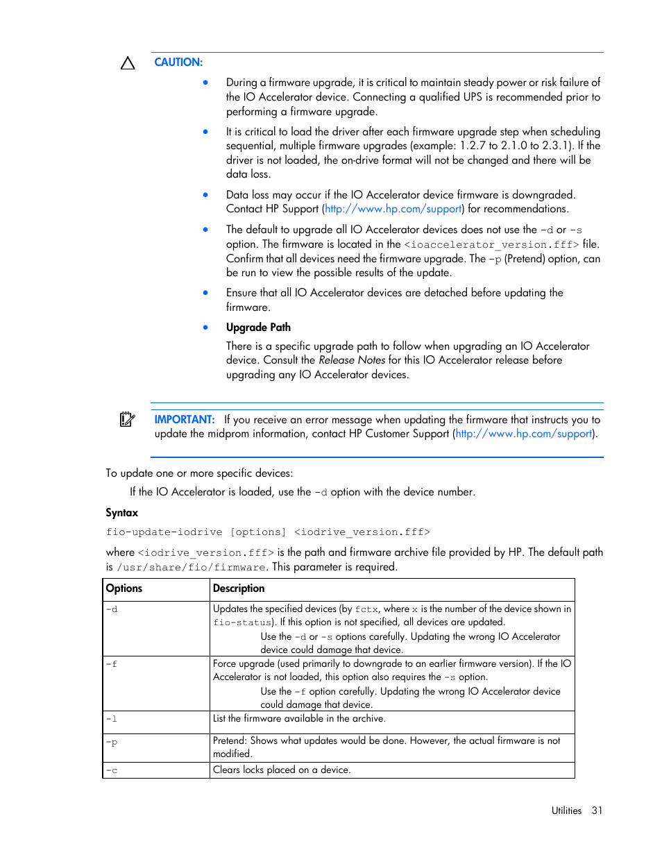 HP IO Accelerator for BladeSystem c-Class User Manual | Page 31 / 51