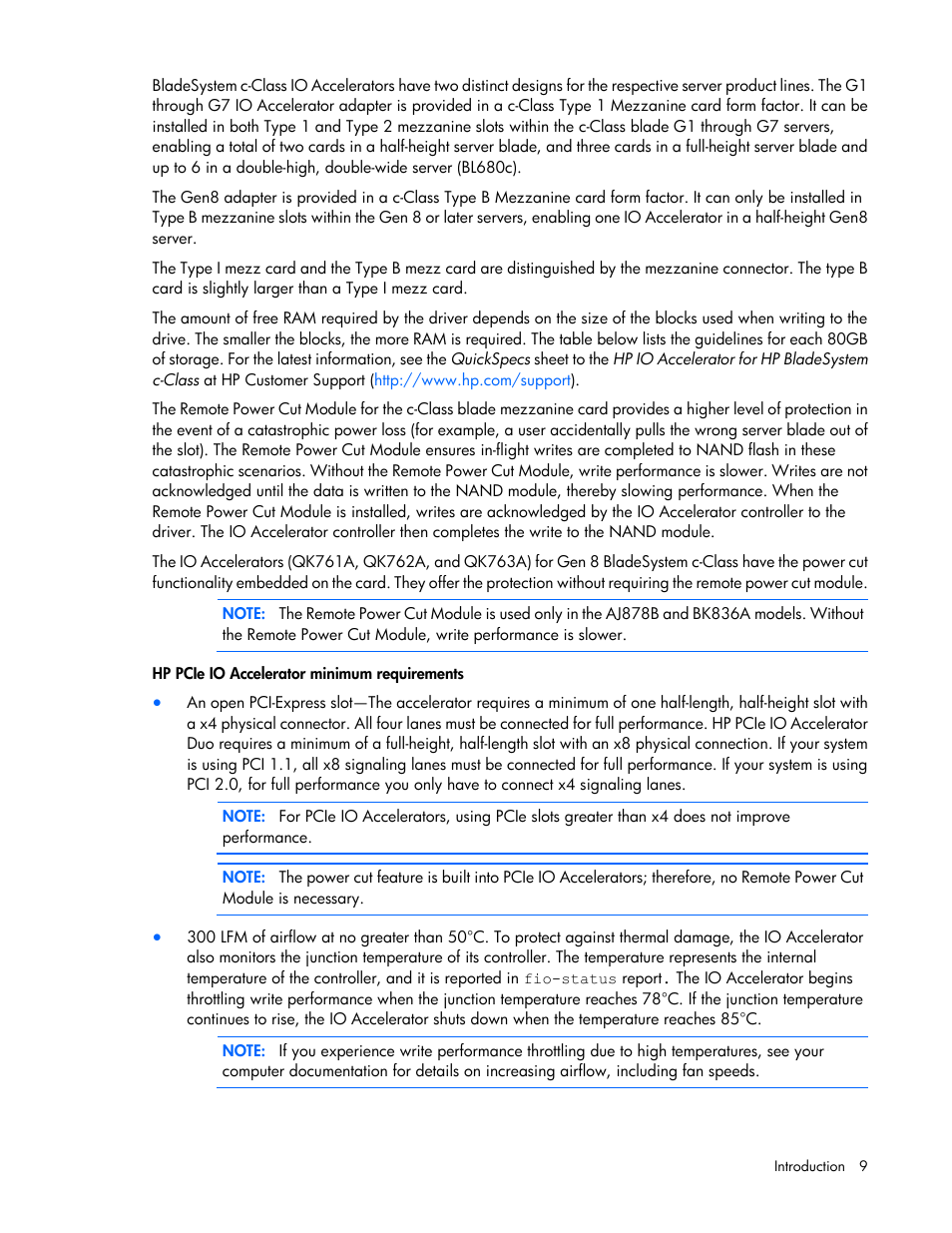 HP IO Accelerator for BladeSystem c-Class User Manual | Page 9 / 51