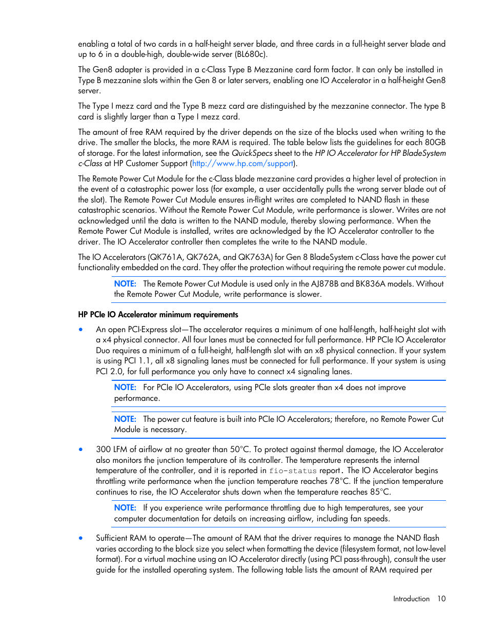 HP IO Accelerator for BladeSystem c-Class User Manual | Page 10 / 84