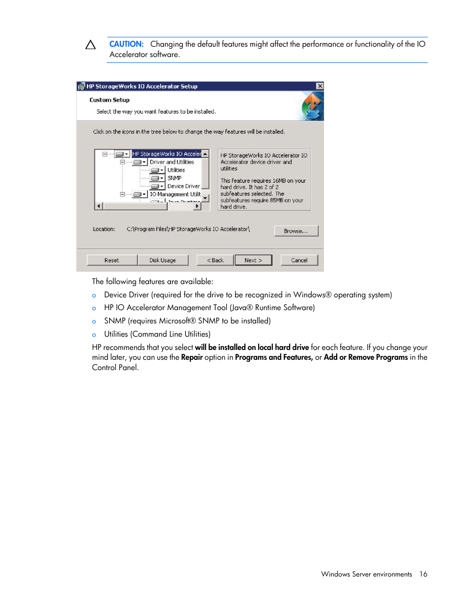 HP IO Accelerator for BladeSystem c-Class User Manual | Page 16 / 84
