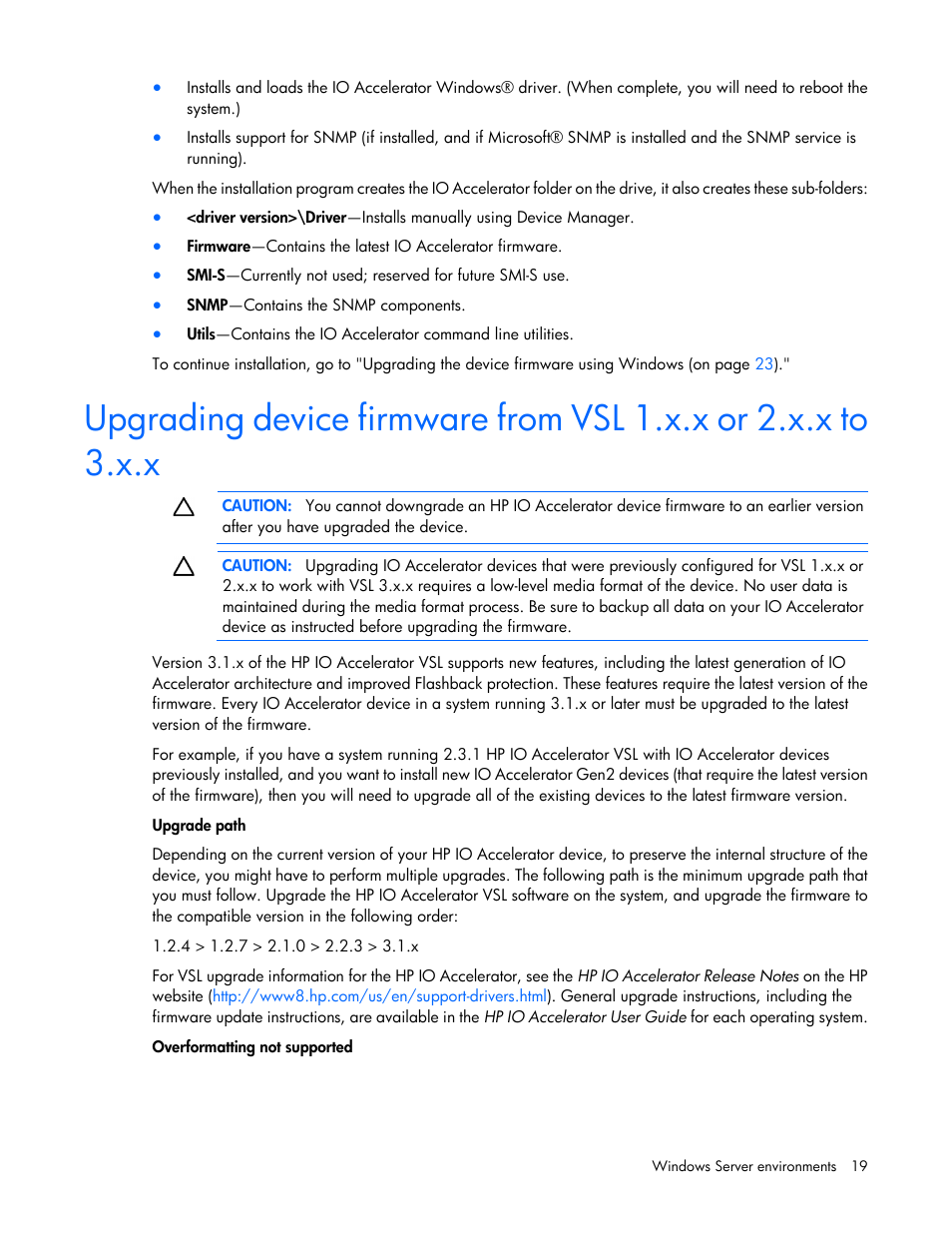 HP IO Accelerator for BladeSystem c-Class User Manual | Page 19 / 84