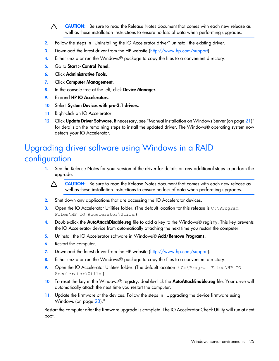 HP IO Accelerator for BladeSystem c-Class User Manual | Page 25 / 84