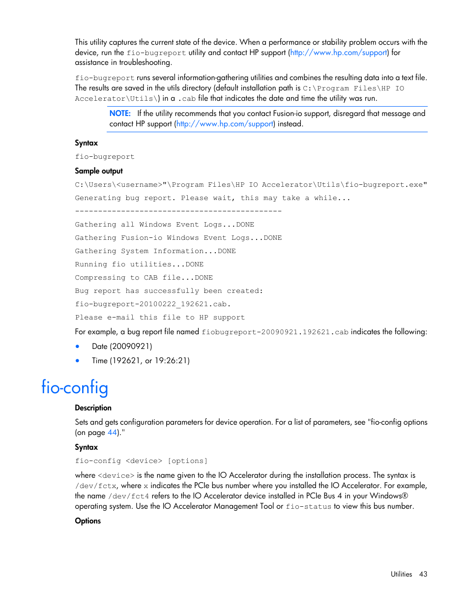 Fio-config | HP IO Accelerator for BladeSystem c-Class User Manual | Page 43 / 84