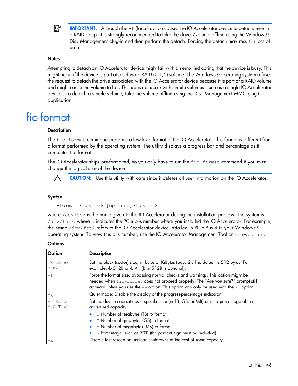 Fio-format | HP IO Accelerator for BladeSystem c-Class User Manual | Page 46 / 84