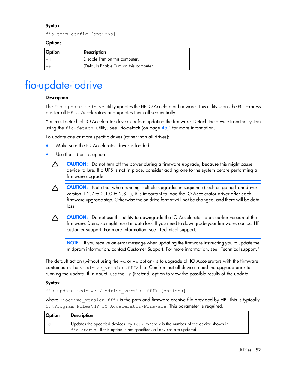 Fio-update-iodrive | HP IO Accelerator for BladeSystem c-Class User Manual | Page 52 / 84