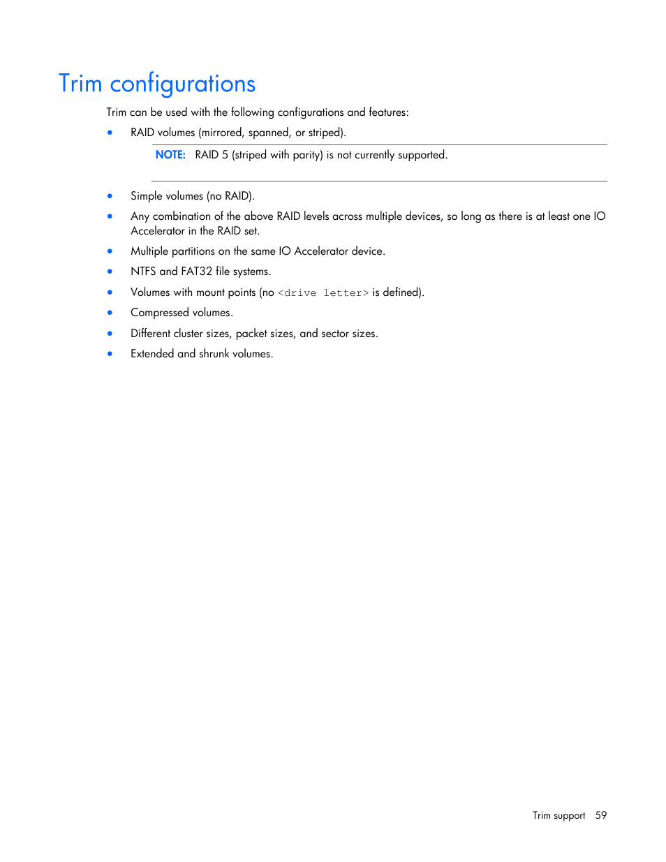 Trim configurations | HP IO Accelerator for BladeSystem c-Class User Manual | Page 59 / 84