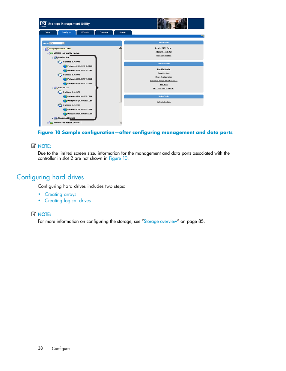 Configuring hard drives, Figure 10 | HP StorageWorks 1510i Modular Smart Array User Manual | Page 38 / 99