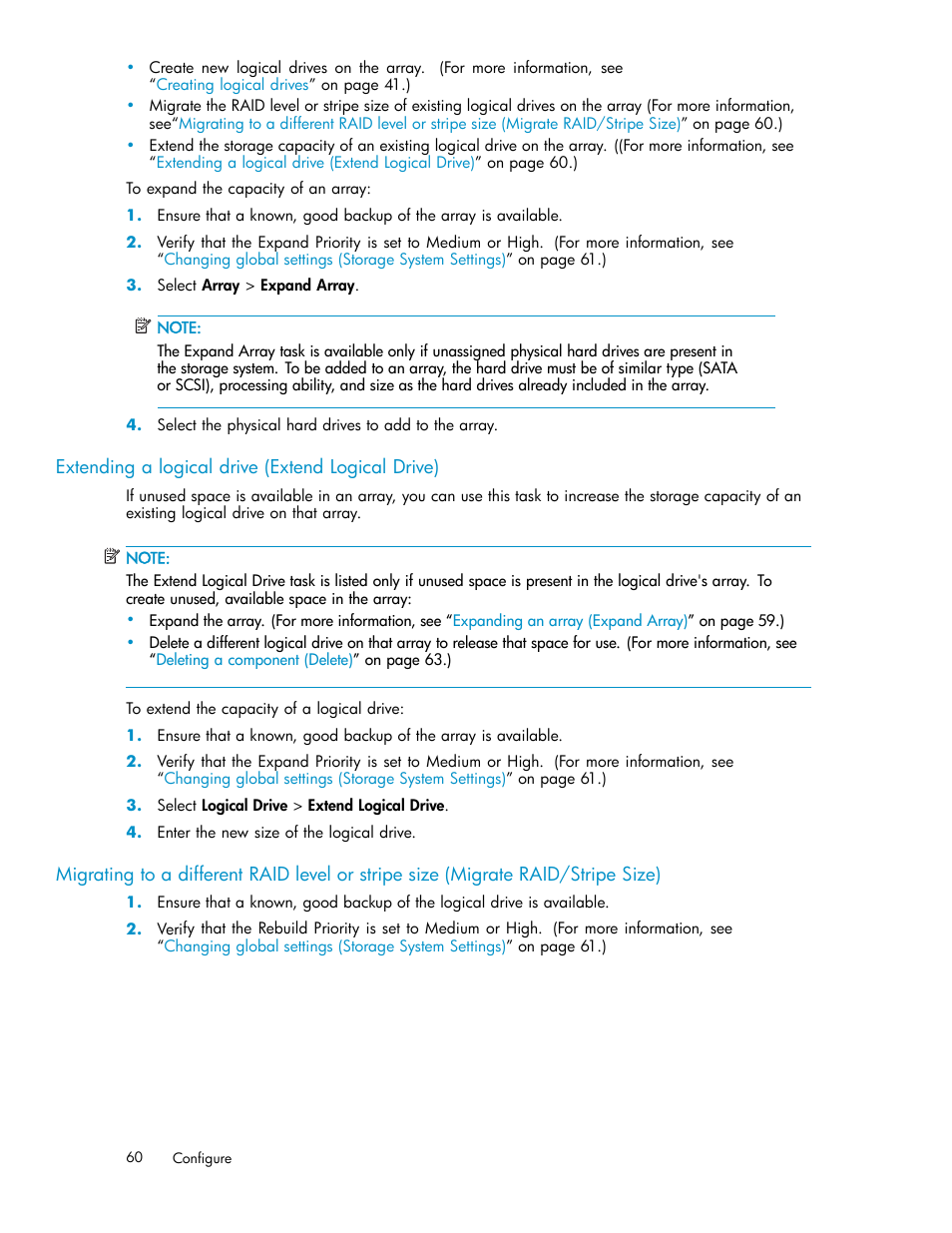 Extending a logical drive (extend logical drive) | HP StorageWorks 1510i Modular Smart Array User Manual | Page 60 / 99