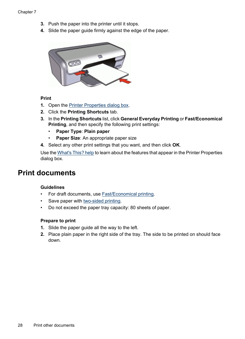 Print documents, Documents | HP Deskjet D2445 Printer User Manual | Page 30 / 98