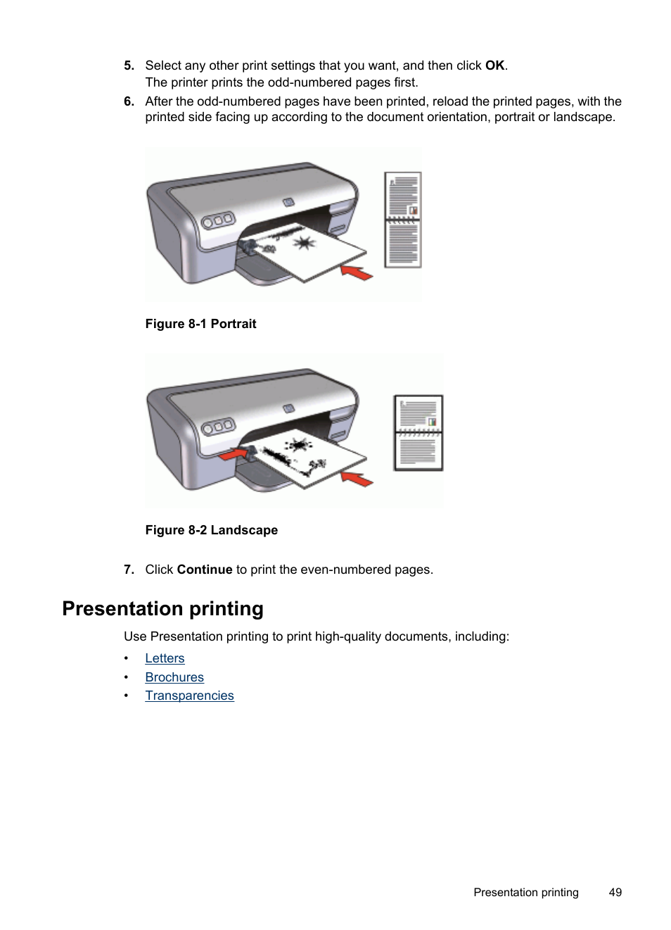 Presentation printing | HP Deskjet D2445 Printer User Manual | Page 51 / 98